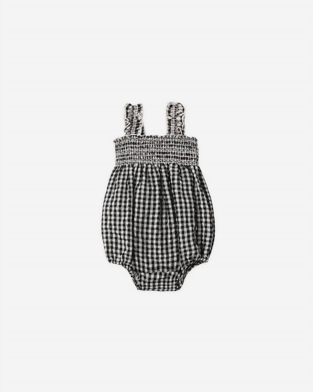 NEW RYLEE + CRU girl's julia romper in black check